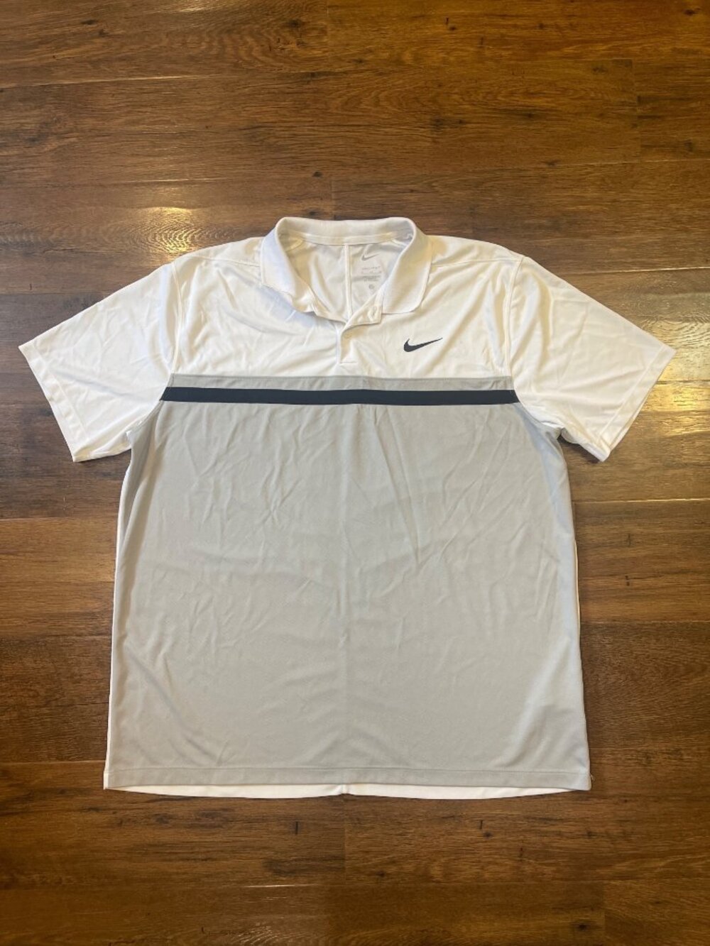 Nike Dri-Fit‎ Polo Sz XL White/Grey/Black Short Sleeve